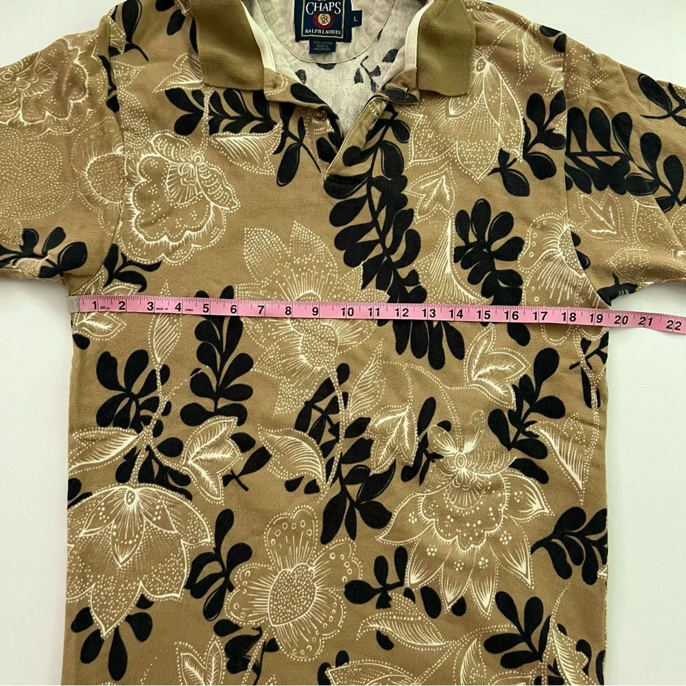 Vintage Chaps Ralph Lauren Collared T Shirt Size‎ L Floral Pattern 100% Cotton